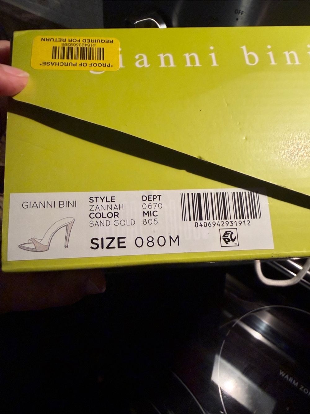 Gianni Bini Sparkling Gold Open-Toe Slide Heels - Picture 6 of 6